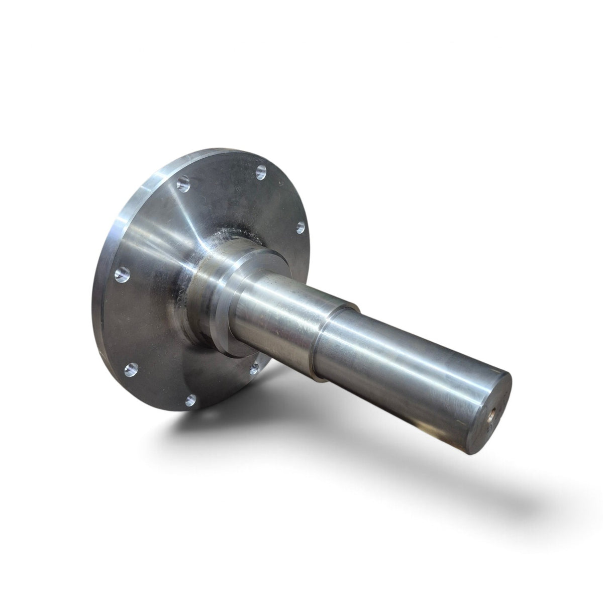 Stub shaft for McLanahan log washers with 17 inch eight-bolt flange, welded hub, stainless seal sleeve and 100 mm bearing journal
